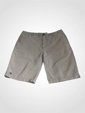 Micros Mens Tan Chevron Flat Front Casual Shorts Pockets Cotton Blend Size 34